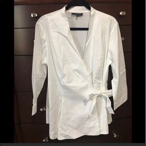G - Lafayette White Cotton Wrap Blouse